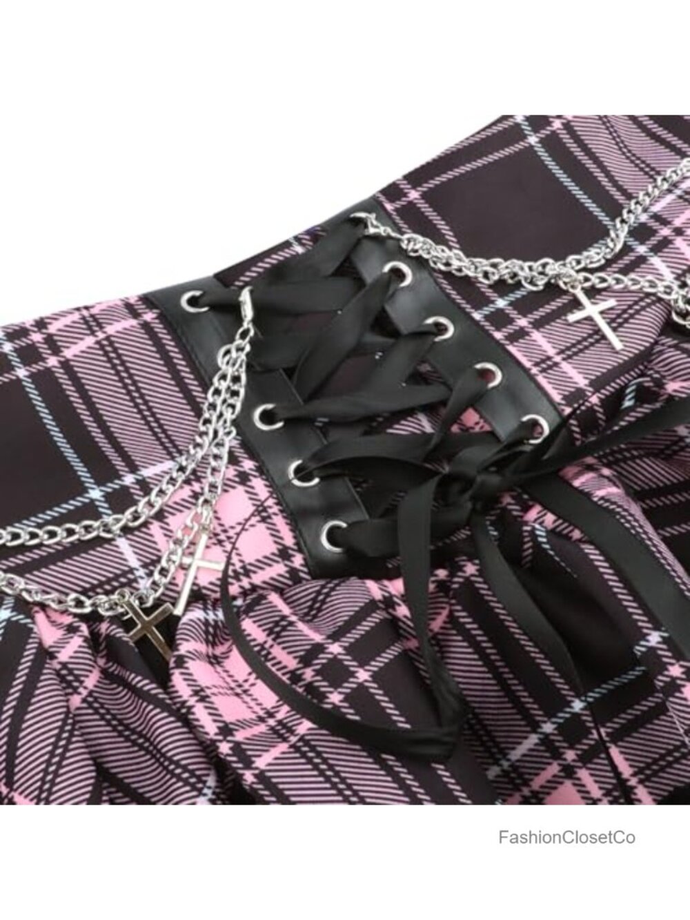 Gothic Punk Lace Up Double Layered Ruffles High Waist A-Line Skirt - Picture 4 of 5